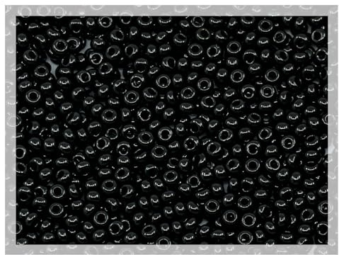 1800 pcs (20g) Preciosa Ornela Seed Beads 10/0 (2.3mm-0.8mm hole), Rocailles for embroidery, bracelets, DIY and other craft projects including jewelry making and cloth making, opaque jet black 23980