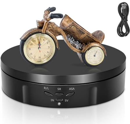 Couleeur Elektrischer Drehteller, 13CM & 5KG Mini Drehbarer Drehteller, 360° Richtung und Geschwindigkeit Einstellbar Automatisch Drehteller Fotografie zur Präsentation von Produkten