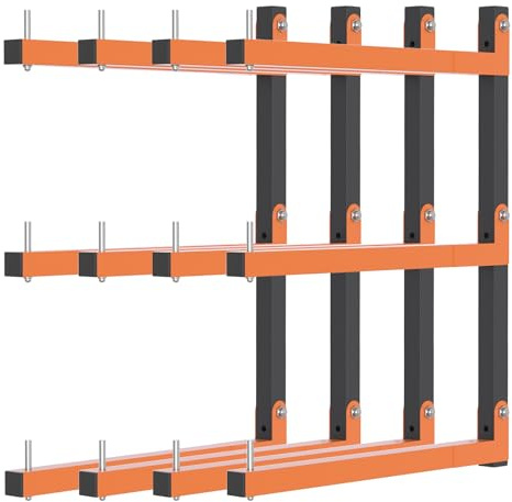 Holzregal Wandhalterung, Holzlagerregal, robuste Holzregale mit 3-Ebenen-System, 327 kg, langlebig, Garagenholz-Organizer, orangefarbene Holzregale für drinnen und draußen, 4 Stück