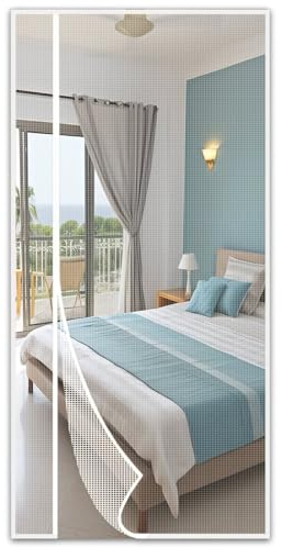 Magnet Fliegengitter Tür, Seitliche Öffnung Fliegengitter Ohne Bohren Insektenschutz Balkontür Netz Weiß, mit Klebeband, für Terrassentür, Kellertür,70x195cm