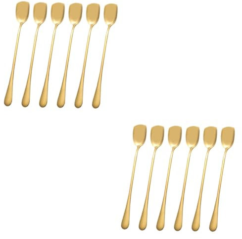LIFKOME 12pcs Stainless Steel Ice Cream Sundae Spoons Serving Spoons Long Handle for Glasses