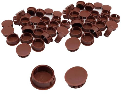 100 Pcs Plastic Plugs, 5mm Plastic Hole Plugs, Locking Insert End Cap, Hole Covers for Screw Holes Furniture Machines Cabinets(Reddish brown)