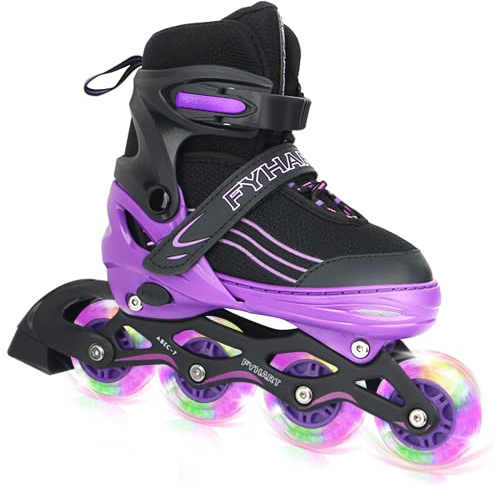 MGYZM Inliner für Kinder, größenverstellbare Inline Skates für Kinder, Erwachsene Mädchen und Jungen Inline Skates, Rollschuhe für drinnen und draußen, Lila (Medium)