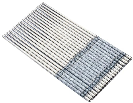Bacchette cinesi Bacchette cinesi in acciaio inossidabile blu e bianco Bacchette cinesi leggere e iscivolo Posate riutilizzabili per la cucina asiatica