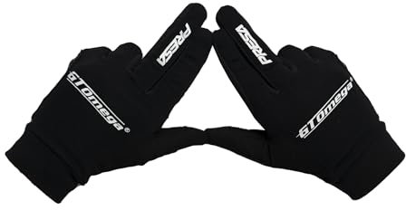 GT OMEGA Guantes de carreras profesionales con agarre superior, comodidad transpirable y pantalla táctil, negro con marca blanca, varios tamaños