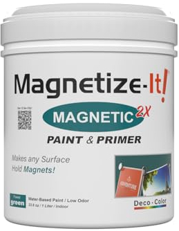 Magnetize-It! Deco Color Peinture murale magnétique avec apprêt (à base d'eau) – Vert – 1 l – 1000 ml – Extra adhérence, économique en surface et durable, peinture d'intérieur polyvalente