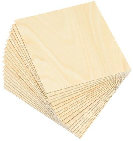 PATIKIL 6x6x1/16 Basswood Sheets, 18 Pcs 2mm Plywood Sheets Balsa Wood Board Unfinished Thin Wood Squares Boards with Smooth Surfaces for Crafts Laser Cutting Models Engraving Staining