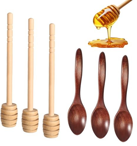 6 Stück Honigrührer Honiglöffel Holz Honigheber Honigspirale Dosierer Honigstab Honig Löffel Rührstäbchen aus Holz Honig Honigspender Holzlöffel Honig Honigstäbchen für Honig Sirup Tropf Marmelade