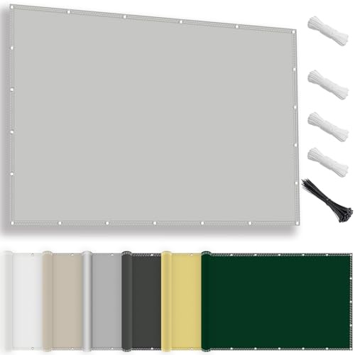 Sonnensegel wasserdicht, rechteckig 2.5x4M, Sonnenschutz Terrasse, UV-Schutz, wetterfest, ohne Bohren. Hergestellt aus 100% Polyester, Schattierungsnetz mit Ösen und Seil für Pergola, Hellgrau