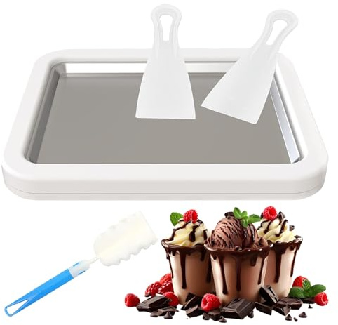 WIYETY Ice Cream Maker Rolled Ice Cream Maker con 2 espátulas, rodillo de hielo con cepillo de limpieza, máquina para hacer helados, máquina para hacer helados, máquina de rollos de hielo, color