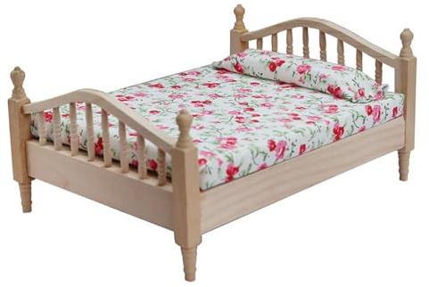 Toyvian Doll House Mini Bed 6.22X4.65X3.43In Small Doll House Furniture Accessory for Decoration Photography Prop with Durable Cloth Material