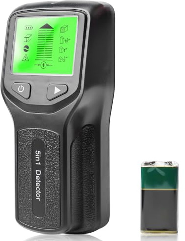 Détecteur de ligne 5 en 1 - Scanner mural - Détecteur de câbles multifonction - Avec affichage LCD et alarme - Détecteur de métaux pour trouver des lignes électriques, des poutres en bois, métal