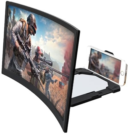 ASTVDFQK 16inch Curved Mobile Phone Screen Magnifier，3D HD Mobile Phone Magnifier Projector Screen For Movies, Videos, Compatible With All Smartphones