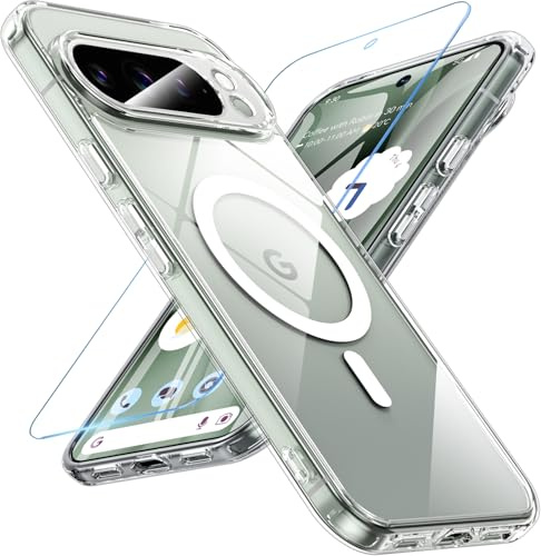 OWKEY Case for Google Pixel 10 Pro XL 2025 with Screen Protector,Clear | Fit for MagSafe,Mil-Grade Drop Protection,Slim Transparent,Shockproof Phone Cover for Pixel 10 Pro XL