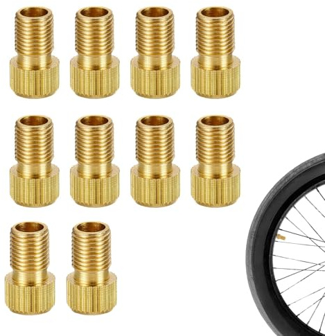 Alfven Adaptor Bicycle Valve, Pack of 10 Valve Converter French Valve Adapter Brass Valve Adapter with Sealing Ring for Bicycle Pump Floor Pump