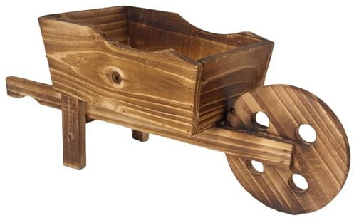 Hattba Macetas de madera con forma de carrito para varias plantas, exhibiendo varias suculentas y decoraciones de jardín de flores para balcón