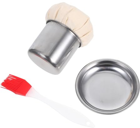 HIAKDOFT Aplicador de Aceite con Esparcidor y Mop Inoxidable Cepillo Resistente para Untar Aceite Panqueques y Alimentos con Soporte Incluido para Uso Doméstico y Fácil Color Aleatorio