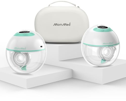 MOMMED Hands-Free Breast Pump, 27mm Wearable Breast Pump with 4 Modes & 12 Levels, Built-in Night Light & Leak-Proof Design, Includes 17/19/21/24mm Flange Inserts