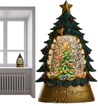 Gacqpli luminosa di Natale – Lanterna di neve natalizia con glitter, decorazione interna ed esterna, decorazione invernale per soggiorno, giardino, balcone