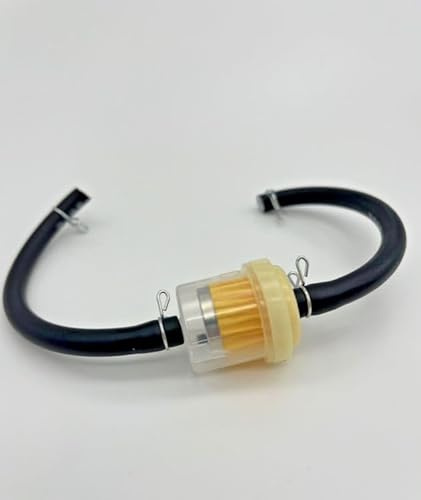 Universal 6mm Inline Fuel Filter Pipe, Black Rubber Hose for Motocross, Moped, Scooter, Go Cart, Lawnmower, Generator, with Clear Filter Housing