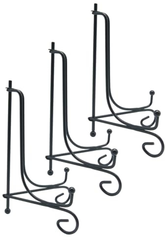 ZUNOXAZ Cavalletto Portapiatti in Ferro Battuto 30 CM Espositore da Tavolo Mini 3 Pezzi Supporto Multifunzione per Piatti Foto e Libri per Casa e Ufficio