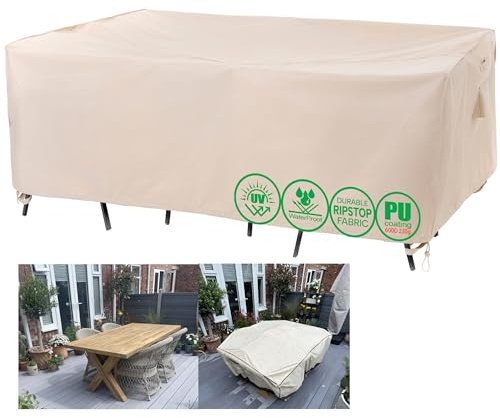 F&J Outdoors Schutzhülle für Gartenmöbel wasserdichte 229×152×70cm | Abdeckung Terrassen Tisch & Stühle wetterfest gegen Regen & Schnee, robust für Winterlagerung & Sonnenschutz im Sommer
