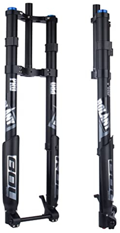 ZXGSXIOU Forcella Ammortizzata invertita 26 27,5 29 Pollici MTB da Discesa Pneumatico ad Aria 5.0 Mountain Bike Fat Doppia Spalla Escursione Anteriore 160 mm Rimbalzo Regolabile Blocco Manuale