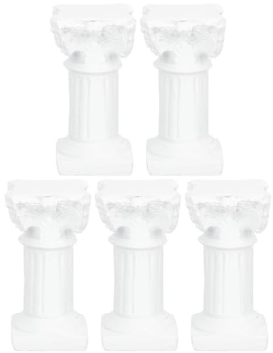 SAFIGLE 5 Pezzi Mini Colonna Romana in Resina Bianca, Statua Decorativa da Interno e Portacandele, Decorazione della Scrivania per Arredamento Casa e Micro Paesaggi