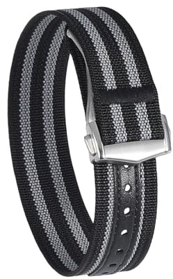 Premium ribbad nylon klockband 20 mm 22 mm med vikbart spänne sportband för herr traditionell klocka, 20mm, Acetat, Inga ädelstenar