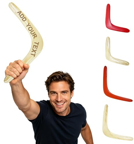 Generisch Personalisierter Holz-Bumerang, Individueller RüCkkehr-Bumerang für Erwachsene und Kinder, Geburtstagsgeschenk, Outdoor-Spaß, Geschenkidee für Eltern und Kinder (Beige)