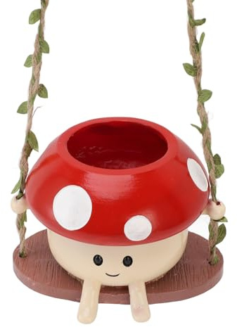 BAOFUYA Maceta Colgante Tipo Seta, Maceta de Cerámica con Forma de Cara para Plantas de Interior y Exterior con Drenaje, Adecuada para Suculentas, Rosario y Plantas Pequeñas con f