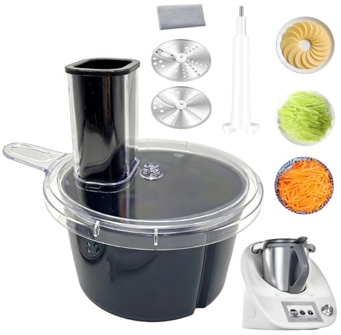 RANJIMA Multifunktionaler Gemüseschneider Kompatibel mit TM5 & TM6, Spiralschneider und Gemüsereibe aus Edelstahl, Küchenaufsatz für Scheiben und Streifen, Für Zucchini Kartoffeln Karotten Obst Gemüse