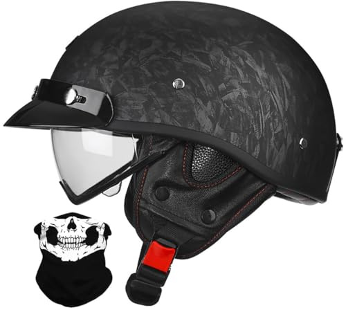 URYWTXY retrò Elmetto Tedesco Casco Motociclista con Visiera, DOT/ECE Approved Vintage Aperto Jet Caschi Casco A Scodella, Donna Uomo Casco Moto Jet per Crociera Scooter Chopper Biker