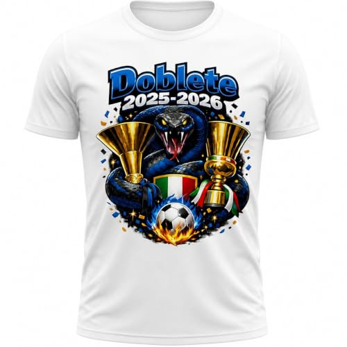 Generico Maglietta Celebrativa Calcio 2025-2026 per Adulti, T-Shirt Nera Unisex con Grafica Serpente, Trofei e Stemma Tricolore, Idea Regalo per Tifosi
