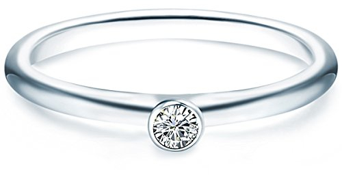 Trilani Damen Solitäring 925/- Sterling Silber mit Zirkonia im Brilliantschliff Verlobungsring Antragsring Silberring Vorsteckring