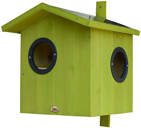 HABAU Eichhörnchenhaus aus Holz, wetterfest & sicher mit Zinkdach, 3 Eingängen & Reinigungsklappe – Artgerechter Nistkasten für Eichhörnchen - Kobel, 30 x 30 x 30 cm