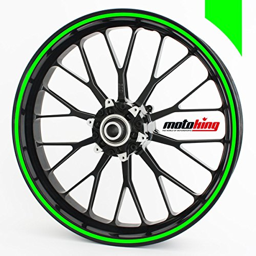 Motoking Felgenrandaufkleber 360° in Neonfarben/ganzer Kreis / 24 bis 26 / 12 mm/NEON GRÜN