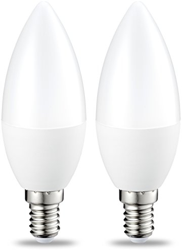 Amazon Basics LED-Leuchtmittel in Kerzenform, kleines Edison-Schraubgewinde E14, 4.9 W (entspricht 40-W-Glühbirne), Warmweiß, nicht dimmbar, 2 Stück (1er-Pack)