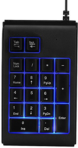 ASHATA nummerblock numeriskt tangentbord, bärbart mekaniskt nummerblock mini USB siffertblock, ergonomiskt 19 knappar nummerblock externt tangentbord-Pad för laptop Desktop PC svart