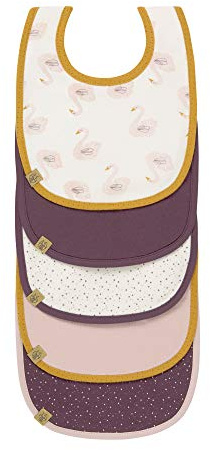 LÄSSIG Baby Kleinkind Lätzchen Set (5 Stk.) Klettverschluss Baumwolle wasserdicht/Value Pack Bib Little Water Swan