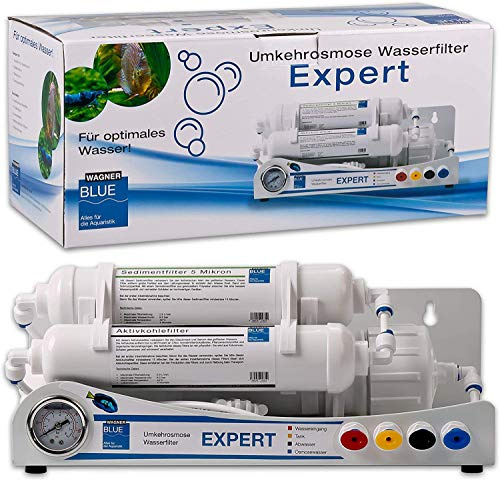 Wagner BLUE Umkehrosmose Wasserfilter EXPERT (100 GPD / 380 Liter/Tag)| 3 stufige Osmoseanlage für Aquarium | Professioneller Wasserfilter zur Herstellung von Osmosewasser