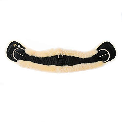 Merauno® Cinturón de lana de cordero Western para silla de montar, de lana de cordero merino de calidad, forma anatómica cóncava, Color: natural, negro, marrón, antracita