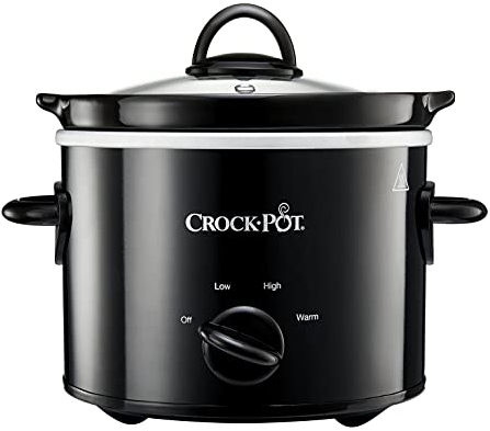 Crock-Pot Slow Cooker | Removable Easy-Clean Ceramic Bowl | 1.8 L Small Slow Cooker (Serves 1-2 People) | Energy Efficient | Black [CSC080]