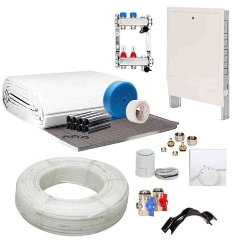 Fußbodenheizung Warmwasser Set 100m² Tackersystem 30 mm Rollbahn Alu-Verbund Rohr VA15 Regelung A