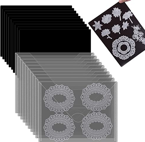 10 Stück A4 Gummi-Magnetfolien 22,9 x 29,2 cm, 10 Stück, transparente Stempel-Aufbewahrungstaschen, wiederverschließbare Stanzformen, Schablonen-Organizer für Kartenherstellung