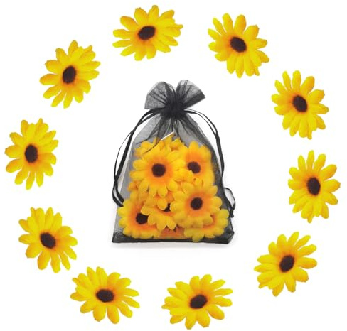 Fiori per Capelli Donna, 12pcs Mollette Capelli Fiore Bello Giallo con Arancio Accessori per Capelli Margherita per Decorazione Capelli Sposa Ragazza