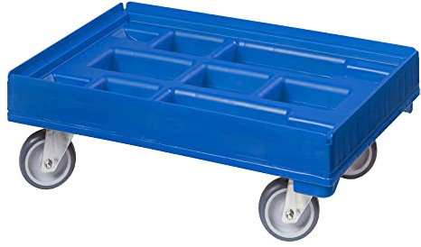 Hygiene Transportroller für Kisten 60 x 40 cm mit 4 Lenkrollen in blau