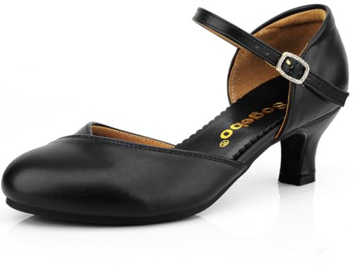 Ankle Strap Heels Ballroom Latin Salsa Dance Pumps Womens Character Shoes, 7.5 M US Black