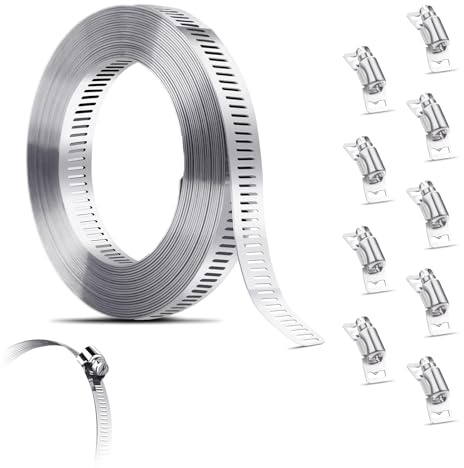 Hose Clamp 3.5m/11.48ft Large Jubilee Clips Adjustable Stainless Steel Assorted with 9pcs Fasteners Hose Clips for Worm Drive Hose Clips for Tube Intercooler Exhaust Fuel Line Ducting
