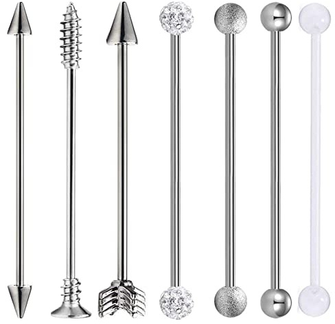 Cupimatch tungpiercing bröstvårta grillar bröstvårtspiercing rostfritt stål barbell kropp piercing smycken ringar zirkonia bröstvårtor CM-38-015, Rostfritt stål